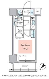 東急大井町線 大井町駅 徒歩9分の賃貸マンション 2階1Kの間取り