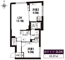 レピュア旗の台レジデンス 2LDKの間取図画像
