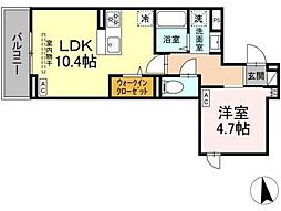 セレスティア亀有 3階1LDKの間取り