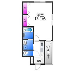 フジパレス長原5番館 1Kの間取図画像