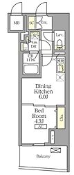 テラス北千住 1DKの間取図画像