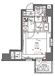 シーネクスプレミア浅草橋 11階1Kの間取り