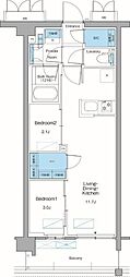 新宿区高田馬場3丁目マンション 2LDKの間取図画像