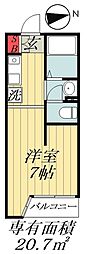 プレミアコート原木中山 ワンルームの間取図画像