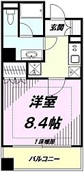 JR中央線 八王子駅 徒歩3分の賃貸マンション 8階1Kの間取り
