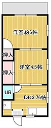 コテージ神代 2DKの間取図画像