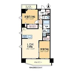 SolastSquare綾瀬 3階2LDKの間取り