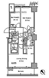 パークアクシス豊洲 2LDKの間取図画像