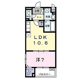 近鉄京都線 伏見駅 徒歩35分の賃貸アパート 1階1LDKの間取り