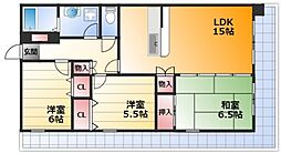 淀川ハイライフマンション 3LDKの間取図画像