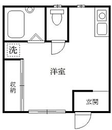カーサカメーリア 1階ワンルームの間取り