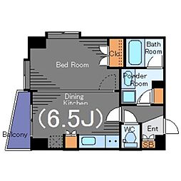 エスコートノヴェル南麻布 1DKの間取図画像
