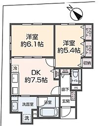 グランフォルト大塚 101 2DKの間取図画像