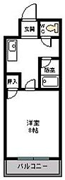 グランドール春日原 1Kの間取図画像