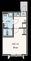 Agrande Tsuruse 3階1Kの間取り