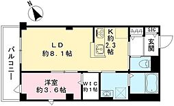 seastar北町 2階1LDKの間取り