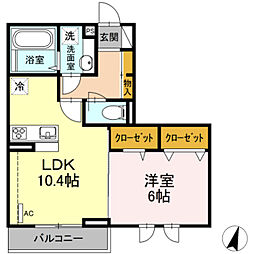 アベリア 1LDKの間取図画像