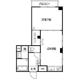 アソシエール千川 1LDKの間取図画像