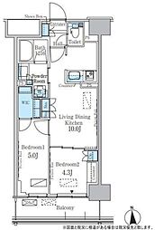 パークアクシス新宿百人町 2LDKの間取図画像