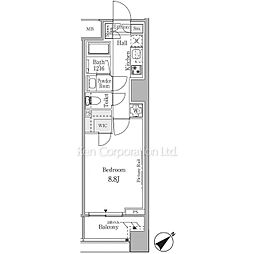 ルビア赤坂 11階1Kの間取り