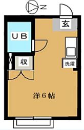 北村マンション 2階ワンルームの間取り