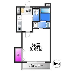 KTIレジデンス河内花園 1階1Kの間取り