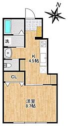 柏市西原一丁目アパート 1Kの間取図画像