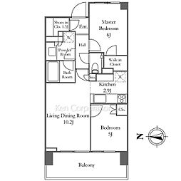 パークホームズ南麻布ザレジデンス 2階2LDKの間取り