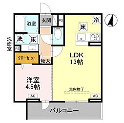 川口市大字里アパート 1LDKの間取図画像