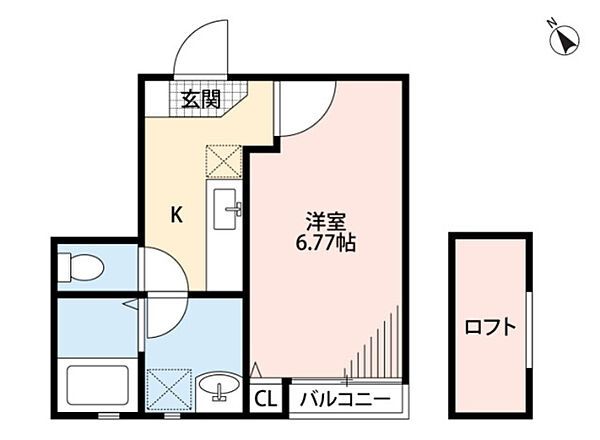 コンフォートベネフィス箱崎3 202｜福岡県福岡市東区原田２丁目(賃貸アパート1SK・2階・22.80㎡)の写真 その2