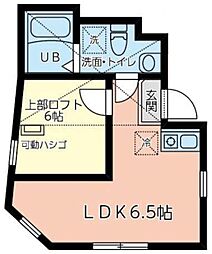 ユナイト日ノ出メイプルストリート 2階1LDKの間取り