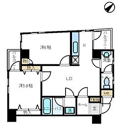 日興ロイヤルパレス西麻布 2LDKの間取図画像