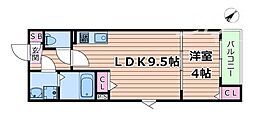 HandP岸辺 1LDKの間取図画像