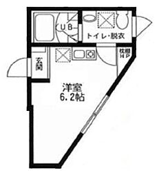 ヴィラ一之江 1階ワンルームの間取り