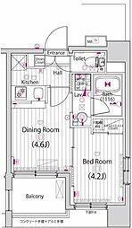 ガーラ・アヴェニュー調布 6階1DKの間取り