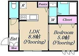 Little forest KAMIKITAZAWA 2階1LDKの間取り