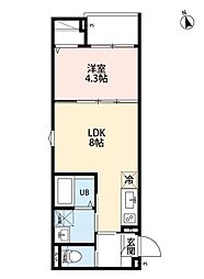 葛飾区柴又6丁目アパート 1LDKの間取図画像