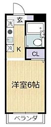 ウイングキタミ 1Kの間取図画像