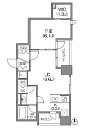 アジールコート中野坂上 1LDKの間取図画像