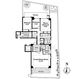 メゾンカルム三宿 3LDKの間取図画像