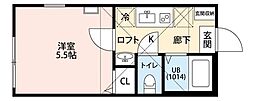 ラフィーネ西谷C 1Kの間取図画像