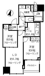 大崎ウエストシティタワーズE棟 2LDKの間取図画像