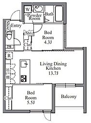GRAN PASEO西麻布 3階2LDKの間取り
