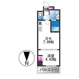 ドムス吉田 1DKの間取図画像