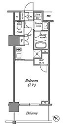 ザ・レジデンス赤坂檜町 4階1Kの間取り