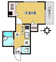 マンション黒米 1Kの間取図画像