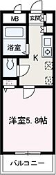 ロータスヒルズ 1Kの間取図画像