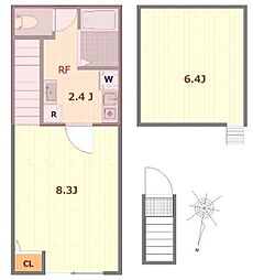練馬区三原台1丁目アパート 1Kの間取図画像