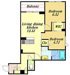 アイル　ルイーズ 2階2LDKの間取り
