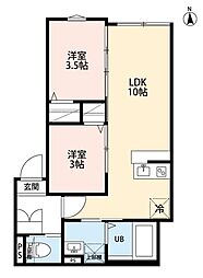 ヴィラソーレ新所沢(ヴィラソーレシントコロザワ) 2LDKの間取図画像